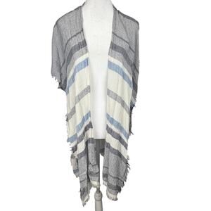 Do Everything in Love Wrap Summer Kimono Anthropology Gray Blue Womens One Size